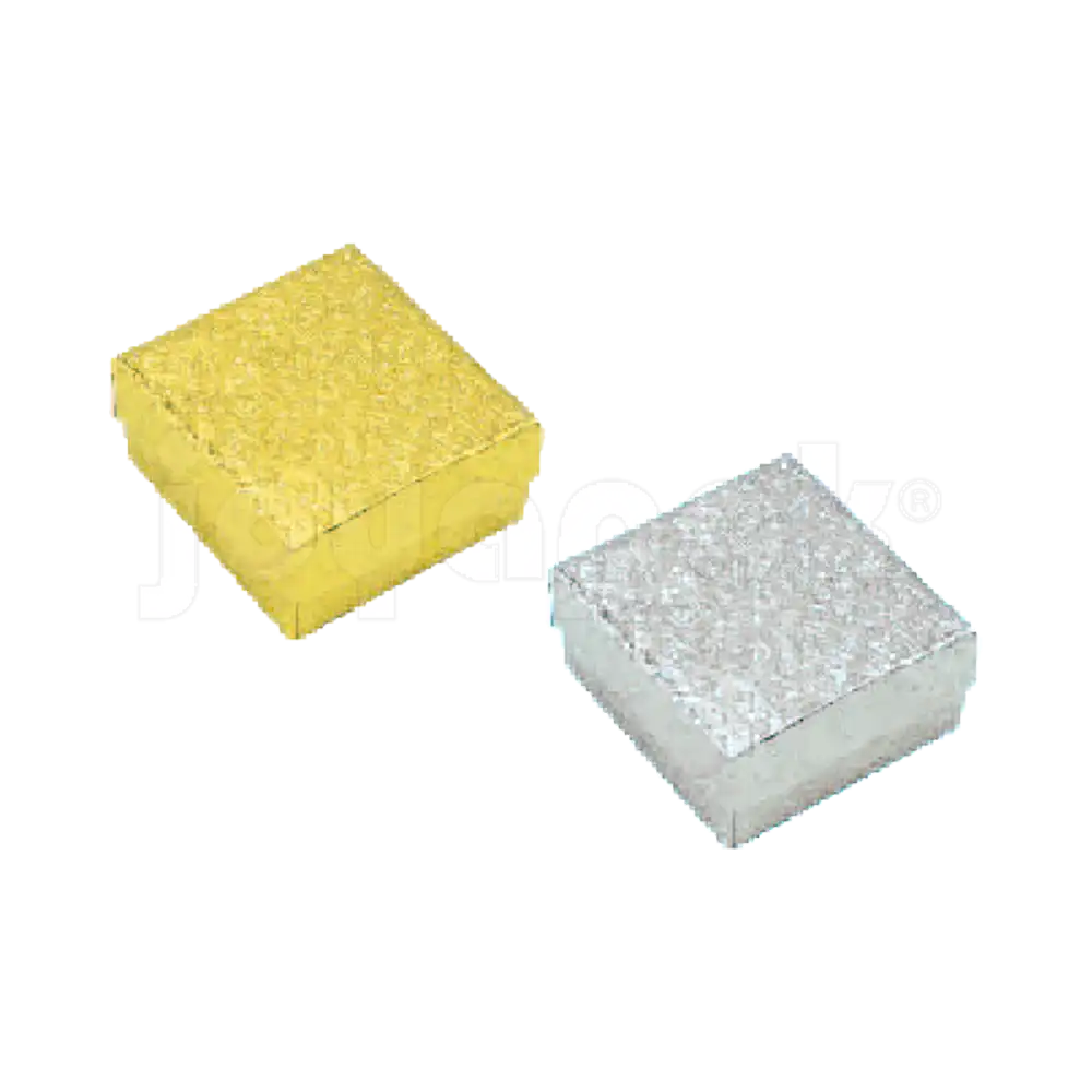 Cajas para broquel Estrella Mini en colores dorado y plateado con interior de terciopelo.