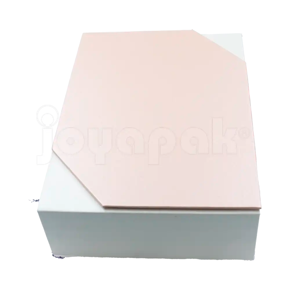 Caja de cartón Gemini para collar grande, aretes y anillo rosa 