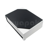 Caja de cartón Gemini paracollar grande, aretes y anillo negro lateral
