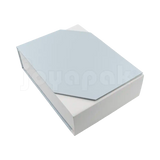 Caja de cartón Gemini para collar grande, aretes y anillo gris lateral