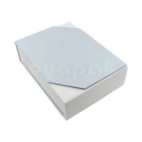 Caja de cartón Gemini para collar grande, aretes y anillo gris lateral