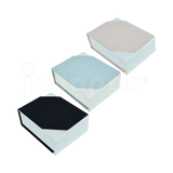 Caja de cartón Gemini para collar grande, aretes y anillo color gris, negro y rosa