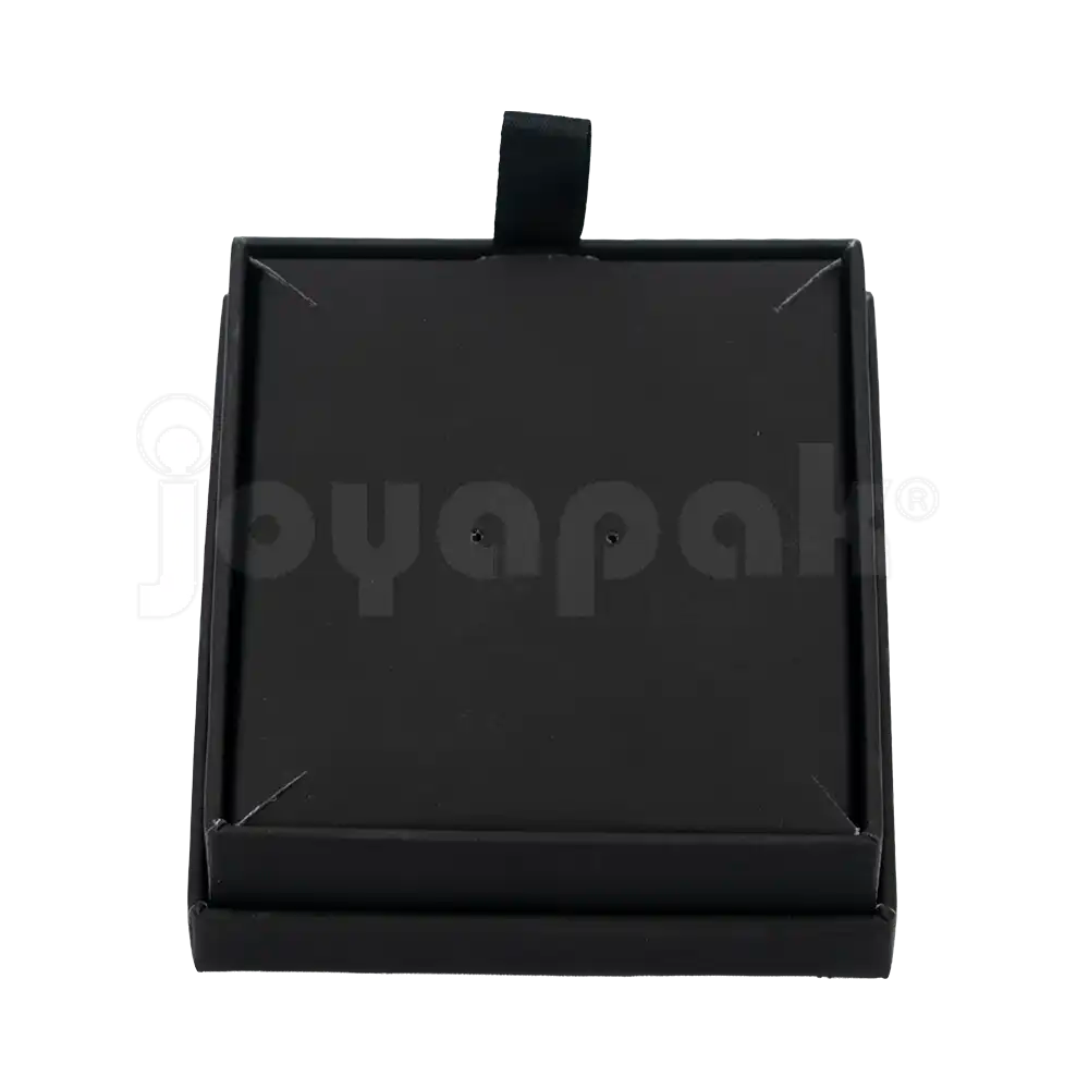 Caja de cartón negro para juego abierta sin joyería