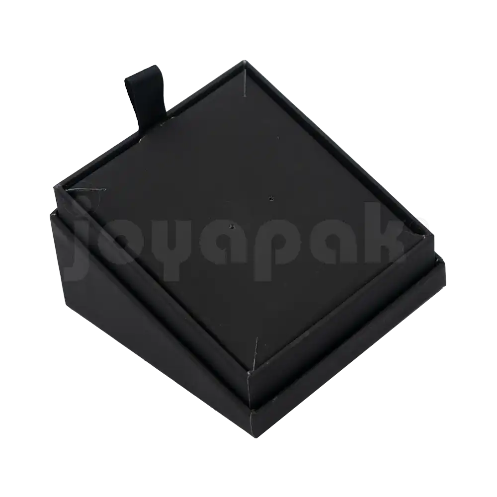 Caja de cartón negro para juego abierta sin joyería