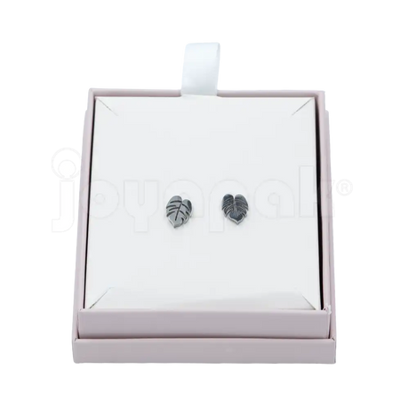 Caja de cartón taupe para juego scon aretes vista de frente