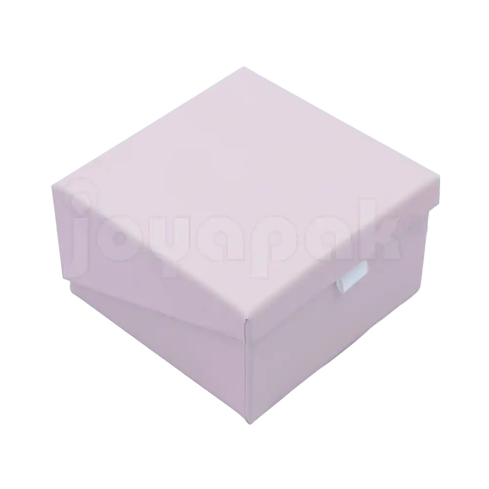 Caja de cartón taupe para juego sin joyería vista cerrada en angulo