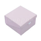 Caja de cartón taupe para juego sin joyería vista cerrada en angulo