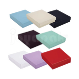 Caja Lino Cuadrada para Juego Grande: Arete, Cadena con Dije