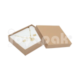 Caja Lino Cuadrada para Juego Grande: Arete, Cadena con Dije