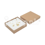 Caja Lino Cuadrada para Juego Grande: Arete, Cadena con Dije