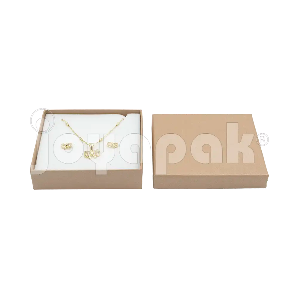Caja Lino Cuadrada para Juego Grande: Arete, Cadena con Dije