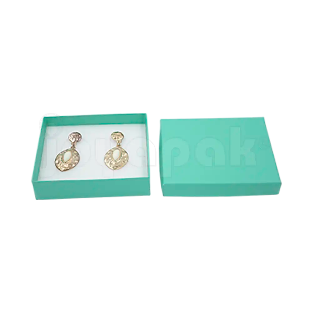 Caja Lino Cuadrada para Juego Grande: Arete, Cadena con Dije