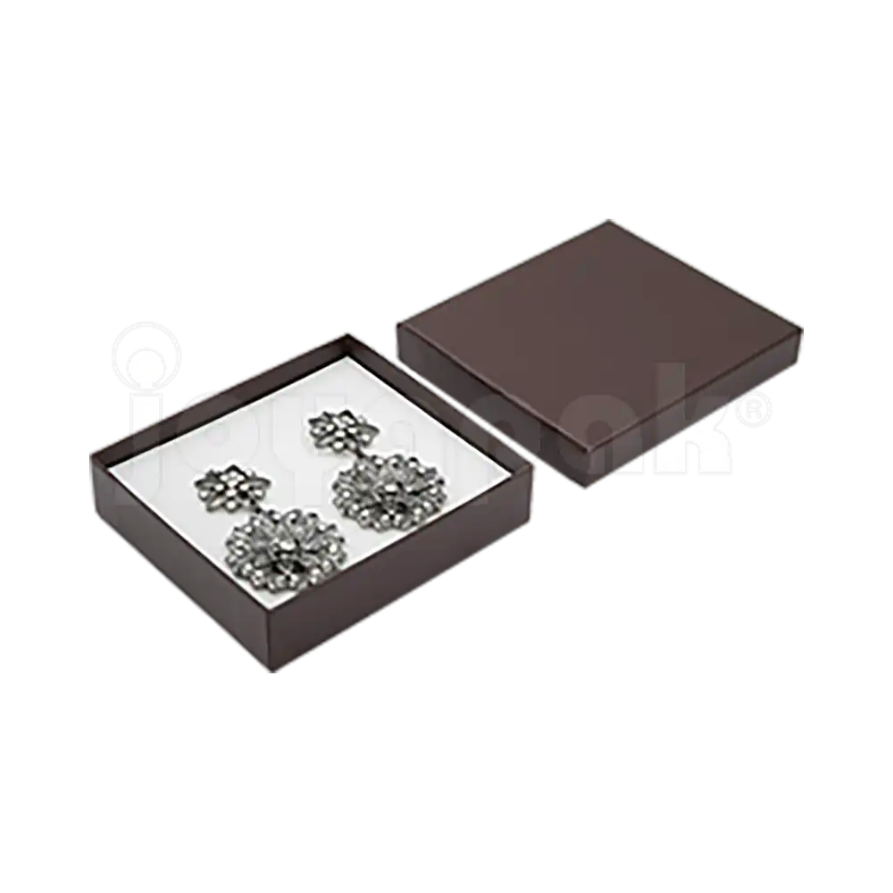Caja Lino Cuadrada para Juego Grande: Arete, Cadena con Dije