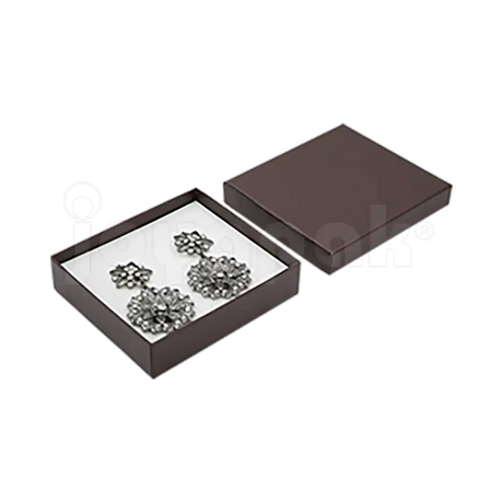 Caja Lino Cuadrada para Juego Grande: Arete, Cadena con Dije