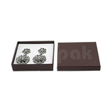 Caja Lino Cuadrada para Juego Grande: Arete, Cadena con Dije