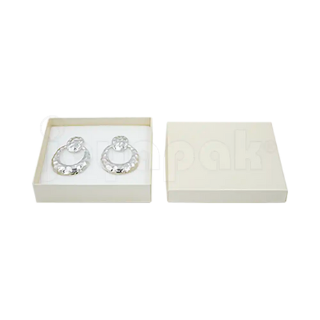 Caja Lino Cuadrada para Juego Grande: Arete, Cadena con Dije