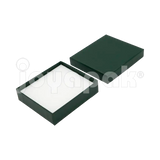 Caja Lino Cuadrada para Juego Grande: Arete, Cadena con Dije
