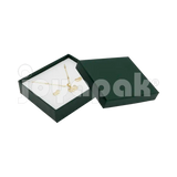Caja Lino Cuadrada para Juego Grande: Arete, Cadena con Dije