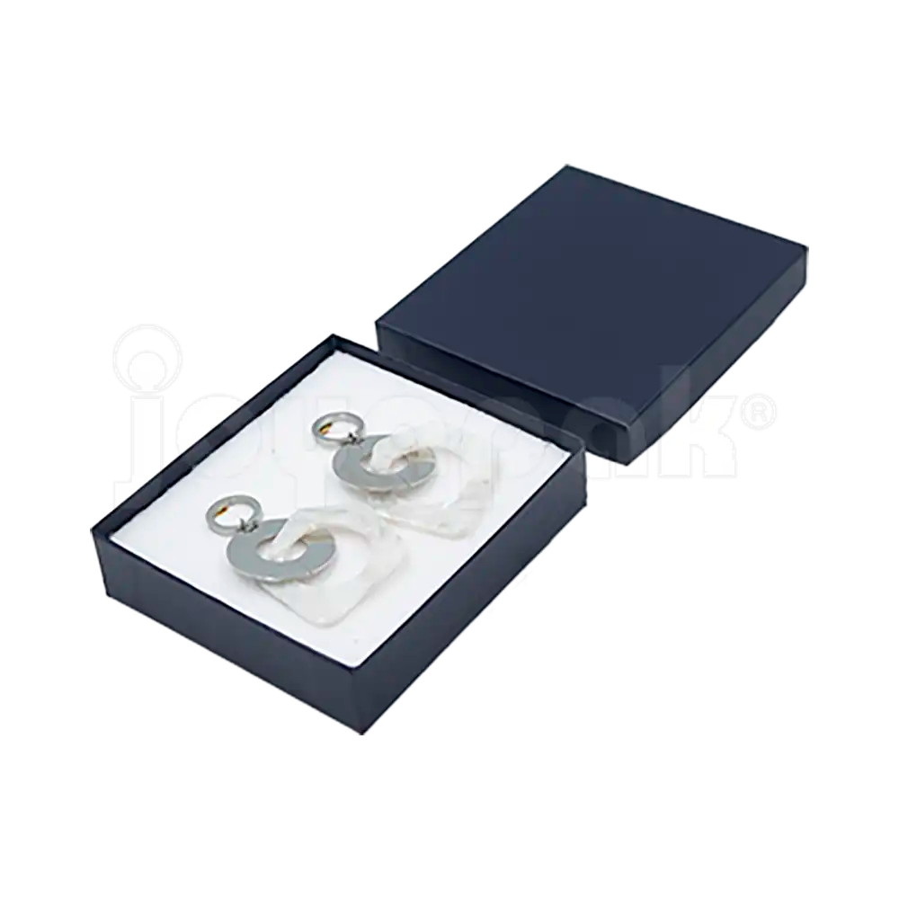 Caja Lino Cuadrada para Juego Grande: Arete, Cadena con Dije