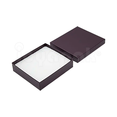 Caja Lino Cuadrada para Juego Grande: Arete, Cadena con Dije