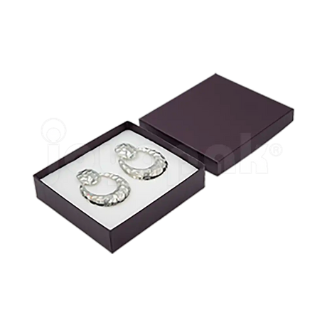 Caja Lino Cuadrada para Juego Grande: Arete, Cadena con Dije