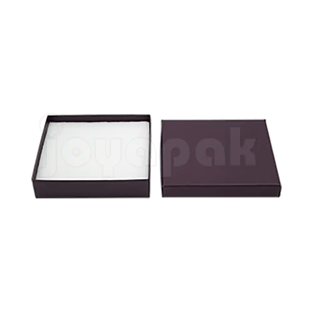 Caja Lino Cuadrada para Juego Grande: Arete, Cadena con Dije