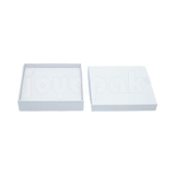 Caja Lino Cuadrada para Juego Grande: Arete, Cadena con Dije