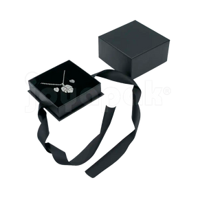 Caja Milán para aretes de cartón rígido texturizado color Negro BK.