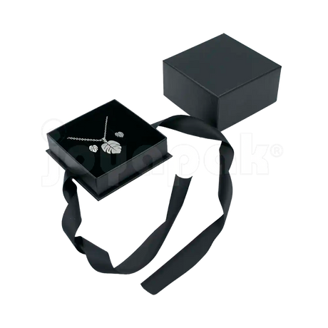 Caja Milán para aretes de cartón rígido texturizado color Negro BK.