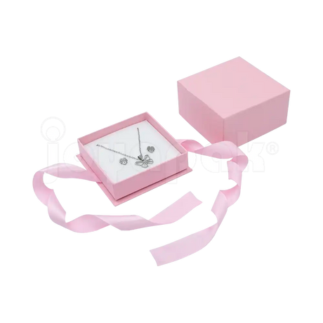 Caja Milán para aretes de cartón rígido texturizado color Rosa PK.