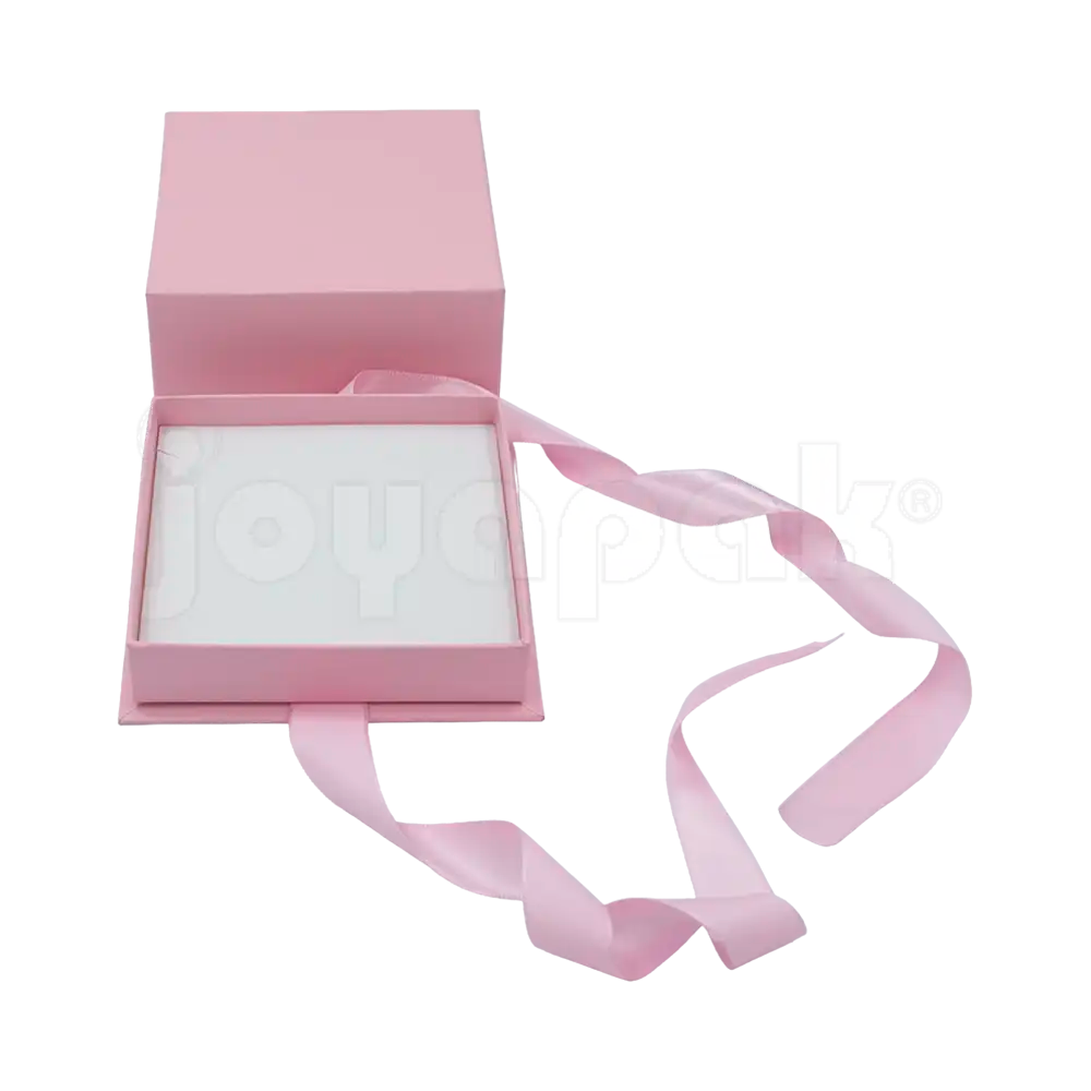 Interior para joyería de la caja Milán para juego de cartón Rosa PK abierta.