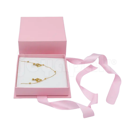 Caja Milán para juego de cartón rígido texturizado Rosa PK de frente.