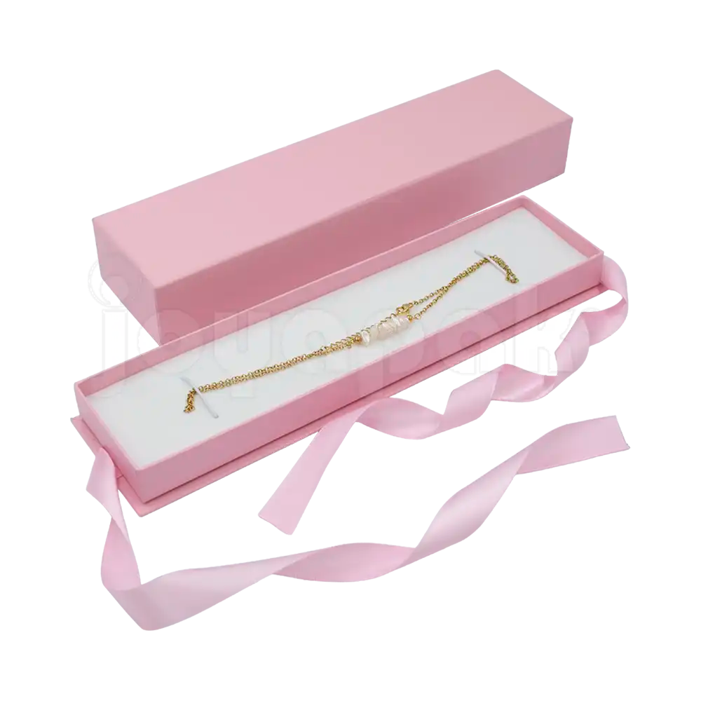 Caja Milán para pulsera de cartón rígido texturizado color Rosa PK.