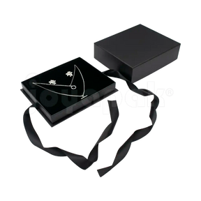 Caja Milán para gargantilla de cartón rígido texturizado color Negro BK.