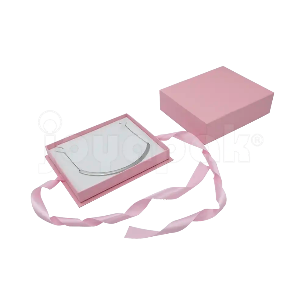 Caja Milán para gargantilla de cartón rígido texturizado color Rosa PK.