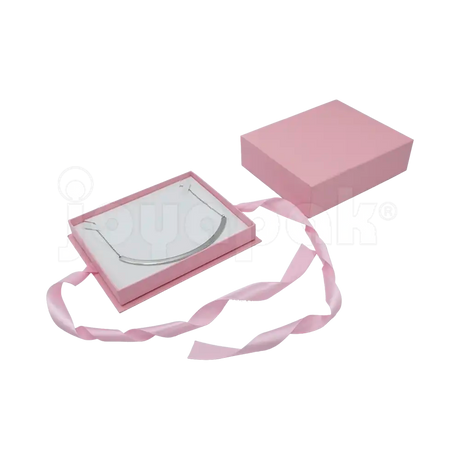 Caja Milán para gargantilla de cartón rígido texturizado color Rosa PK.