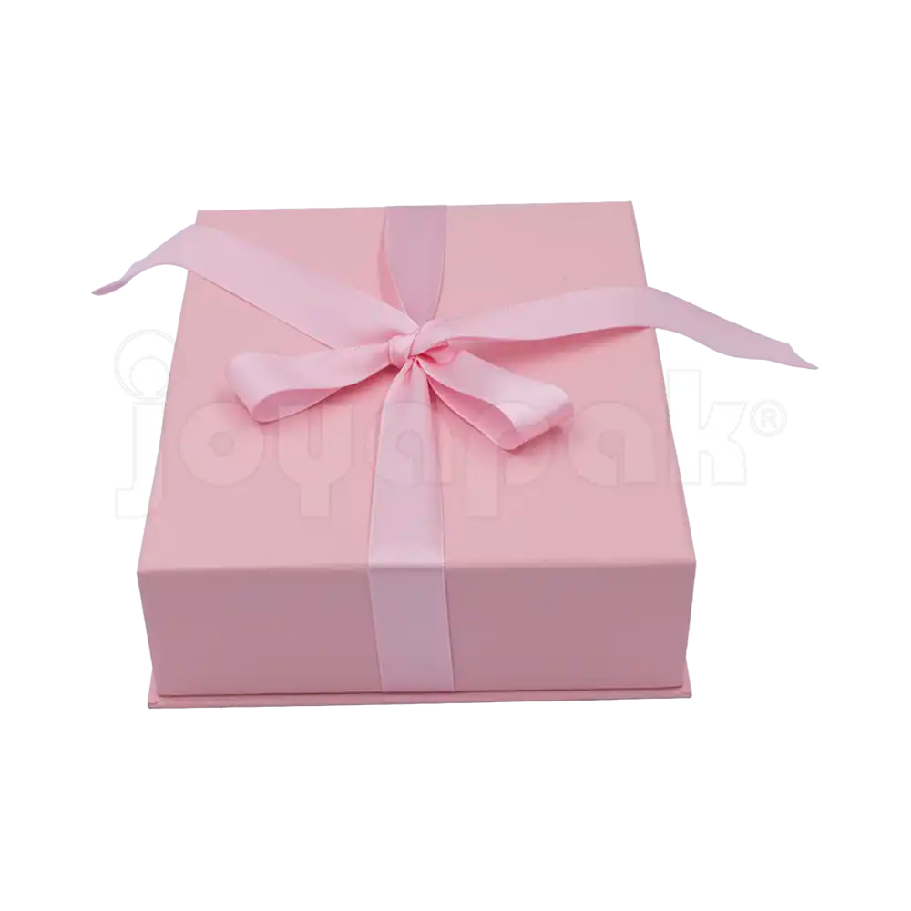 Caja Milán para gargantilla de cartón rígido color Rosa PK de costado.