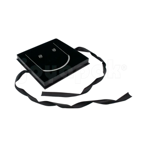 Caja Milán para collar grande de cartón rígido texturizado color Negro BK.
