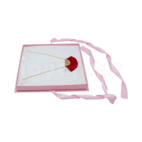 Caja Milán para collar grande de cartón rígido texturizado Rosa PK de frente.