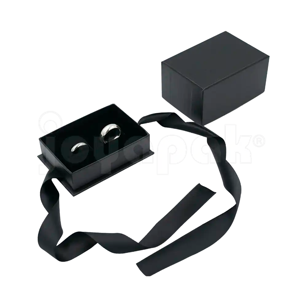 Caja Milán para argollas de cartón rígido texturizado color Negro BK.
