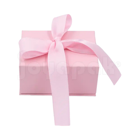 Caja Milán para argollas de cartón rígido texturizado Rosa PK en ángulo.