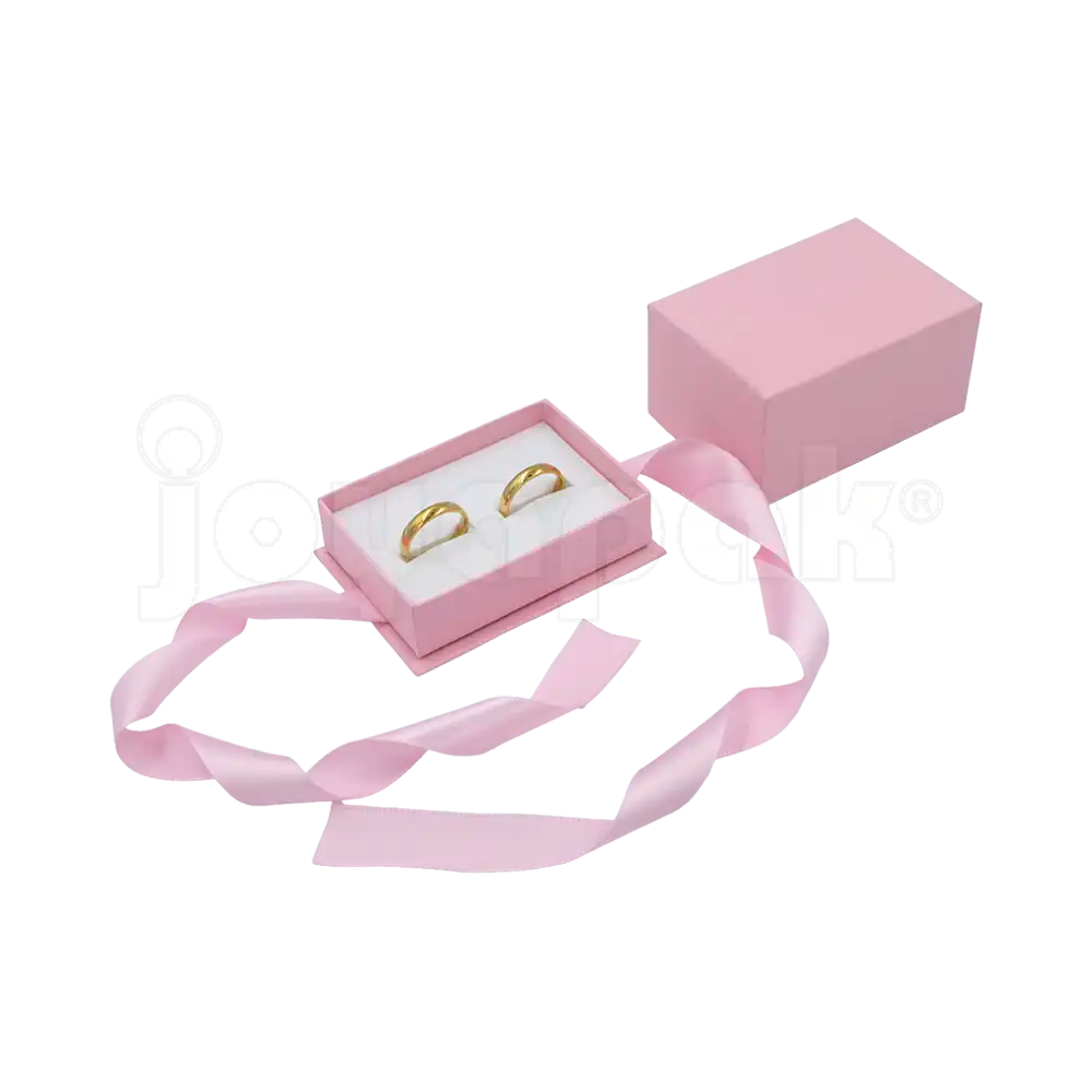 Caja Milán para argollas de cartón rígido texturizado color Rosa PK.