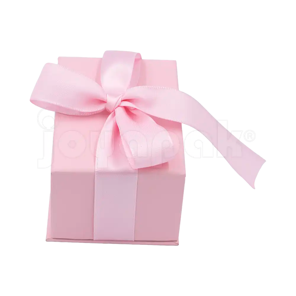 Caja Milán para argollas de cartón rígido color Rosa PK de costado.