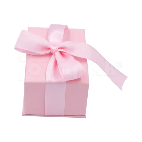 Caja Milán para argollas de cartón rígido color Rosa PK de costado.