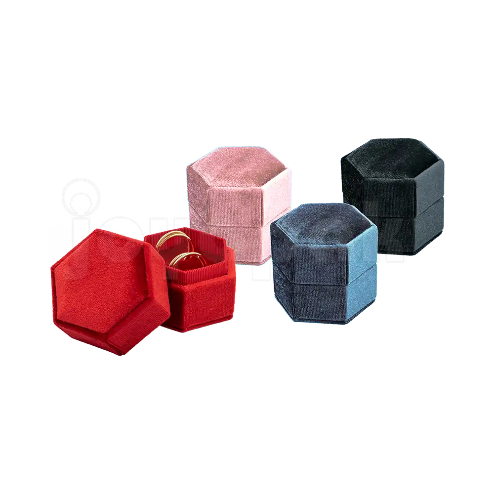 Estuche Velvet Hexagonal Grande Doble Anillo