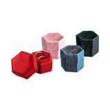 Estuche Velvet Hexagonal Grande Doble Anillo