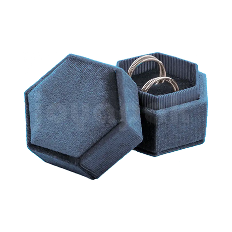 Estuche Velvet Hexagonal Grande Doble Anillo