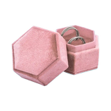 Estuche Velvet Hexagonal Grande Doble Anillo
