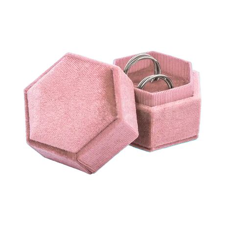 Estuche Velvet Hexagonal Grande Doble Anillo