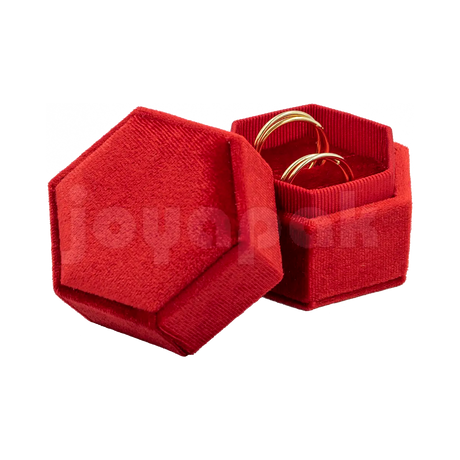 Estuche Velvet Hexagonal Grande Doble Anillo
